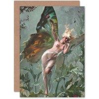 Artery8 Falero Female Butterfly Painting Fine Art Greetings Card in Green
