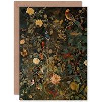 Artery8 Aububon Style Birds in Spring Flower Field Modern Nature Birthday Card