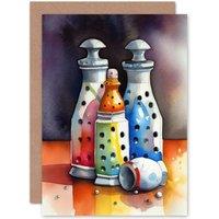 Artery8 Salt & Pepper Ceramic Shakers Modern Folk Art New Home Card