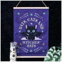 KDMD Bats, Cats & Witches Hats Fabric Wall Hanging in Blue