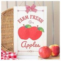 KDMD Farm Fresh Apples Hanging Sign in White