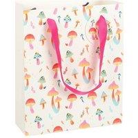 KDMD 23cm Medium Funky Fungi Mushroom Print Gift Bag in White