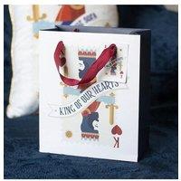 KDMD 23cm Medium King of Our Hearts Playing Card Gift Bag in White