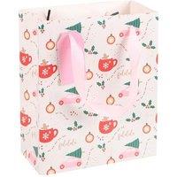 KDMD 23cm Medium Sugarplum Fun Christmas Print Gift Bag in Cream