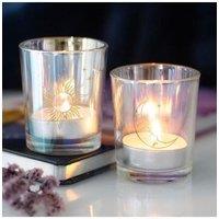 KDMD Iridescent Sun & Moon Votive Candle Holders in Clear