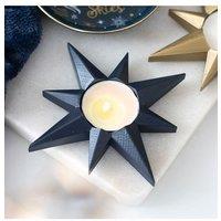 KDMD Navy Star Tealight Candle Holder in Charcoal