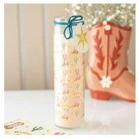 KDMD Howdy Cowboy Boot Print Floral Tube Candle in Peach