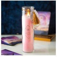 KDMD Mystic Rose Tube Candle with Rose Quartz Crystals in Pink
