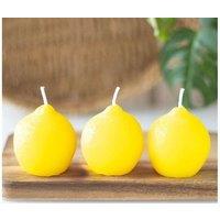 KDMD Set of 3 Lemon Shaped Candles in Yellow