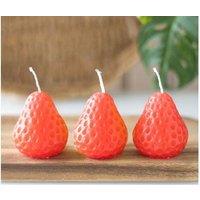 KDMD Set of 3 Strawberry Shaped Candles in Red