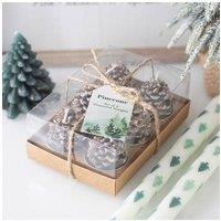 KDMD Set of 6 Pinecone Tealight Candles in Grey