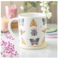 KDMD Floral Bug Print Mug in White