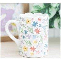 KDMD Spring Floral Print Scalloped Mug in White