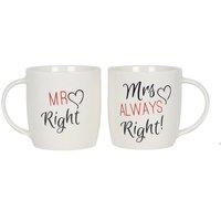 KDMD Set of 2 Mr & Mrs Mugs in White