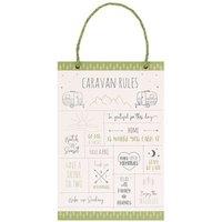 KDMD 30cm Happy Camper Caravan Rules Hanging Sign in Beige