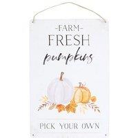 KDMD Farm Fresh Pumpkins Metal Hanging Sign in White