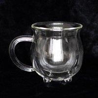 KDMD Clear Double Walled Glass Cauldron Mug in Silver