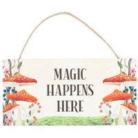 KDMD Magic Happens Here Mushroom Hanging Sign in White