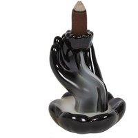 KDMD Hand & Lotus Flower Backflow Incense Burner in Black