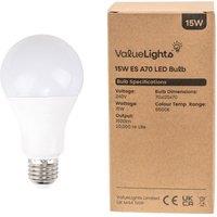 ValueLights E27 Pack of 2 15W Standard Cool White LED Bulbs