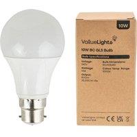 ValueLights B22 Pack of 4 10W Standard Cool White LED Bulbs