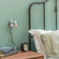 ValueLights Benton Single Adjustable Plug In Spotlight Wall Light with LED Bulb in Silver