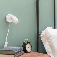ValueLights Benton Single Adjustable Plug In Spotlight Wall Light with LED Bulb in White
