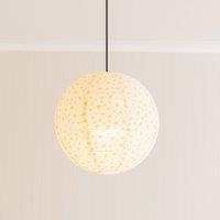 ValueLights Annie Ditsy Floral Natural Fabric Globe Ball Ceiling Lamp Shade with LED Bulb