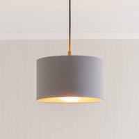 ValueLights Reni Grey Fabric with Metallic Gold Inner Pendant Ceiling Lamp Shade & Bulb | Size: 6 inches