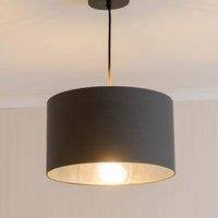 ValueLights Reni Charcoal with Chrome Inner Easy Fit Ceiling Lamp Shade & Bulb | Size: Small