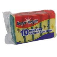 Superbright Hand Grip Sponge Scourers (Pack Of 10) in Bright Yellow