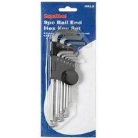 SupaTool 9 piece Metric Ball End Hex Key Set in Silver