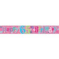 Simon Elvin 65th Birthday Foil Banner (Pack of 6) in Pink