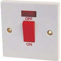 Dencon 45A Double Pole Switch with Pilot Lamp to BS3676 in White
