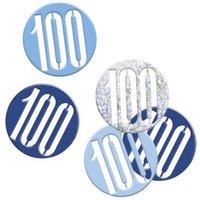 Unique Party Glitter 100th Confetti in Mid Blue