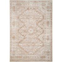 Kukoon Neutral Beige Geometric Medallion Bordered Rug | Size: 60 cm x 110 cm