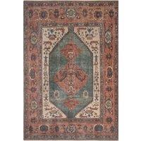 Kukoon Terracotta Distressed Bordered Medallion Non Slip WashableLow Pile Rug | Size: 60 cm x 110 cm