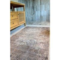 Kukoon Washable Stain Proof Beige Grey Distressed Vinatage Design Area Rug | Size: 60 cm x 110 cm