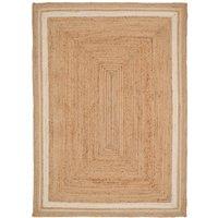 Kukoon Bordered Natural Handwoven Braided Jute Fireside Living Area Rug in Beige | Size: 60 cm x 240 cm