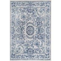 Kukoon Beige Distressed Abstract Rugs Non Slip & Washable in Mid Blue | Size: 60 cm x 110 cm