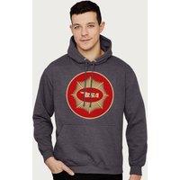 BSA Motorcycle Red Sun Flare Logo Hooded Sweatshirt in Dark Grey | Size: XL