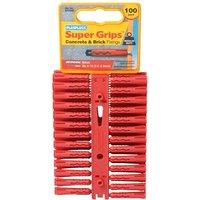 PLASPLUGS Supergrip Fixings (Pack of 100) in Red