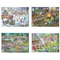 The House Of Puzzles Seasons On The Green Jigsaw Set - 4 x 500 Piece Jigsaw Puzzle Multi Pack