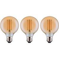 Ferretti G95 Amber Globe E27 LED Straight Filament Dimmable Bulb Pack in Clear | Size: Pack of 3