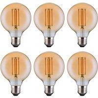 Ferretti G95 Amber Globe E27 LED Straight Filament Dimmable Bulb Pack in Clear | Size: Pack of 6