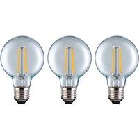 Eurolec G95 Globe E27 LED Straight Filament Dimmable Light Bulb Pack in Clear | Size: Pack of 3