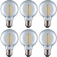 Eurolec G95 Globe E27 LED Straight Filament Dimmable Light Bulb Pack in Clear | Size: Pack of 6