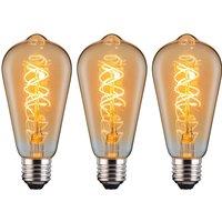 Ferretti ST64 Amber Squirrel Cage E27 LED Straight Filament Dimmable Bulb Pack | Size: Pack of 3