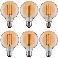Ferretti G80 Amber Globe E27 LED Straight Filament Dimmable Bulb Pack | Size: Pack of 6