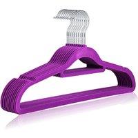 MANTRARAJ Non-Slip Flocked Velvet Hangers Space Saving Coat Clothes Hangers 360 Swivel Hooks Purple | Size: 10 Pack